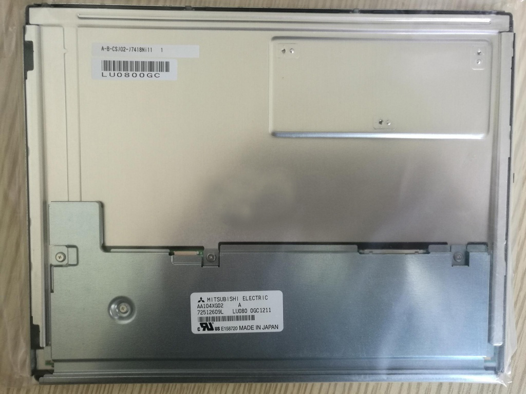 Mitsubishi AA104XG02 original panel, rear view with manufacturer label