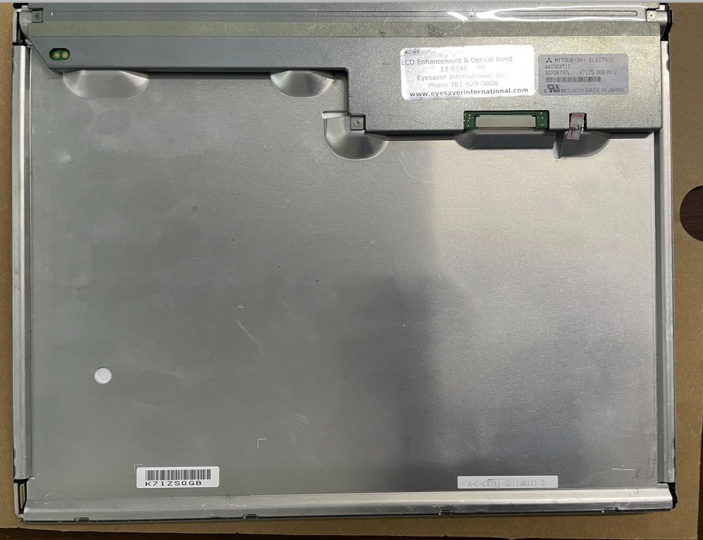 Mitsubishi AA150XT11 reference panel, rear view with manufacturer label