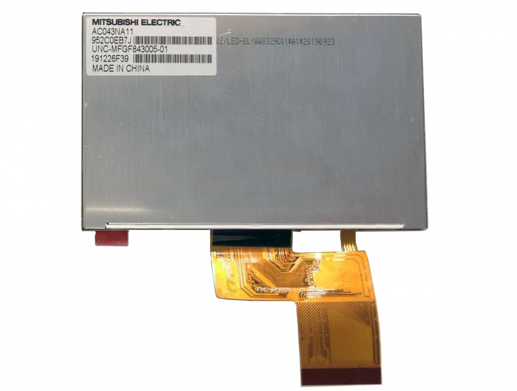 AC043NA11 rear-view reference with manufacturer label and connector