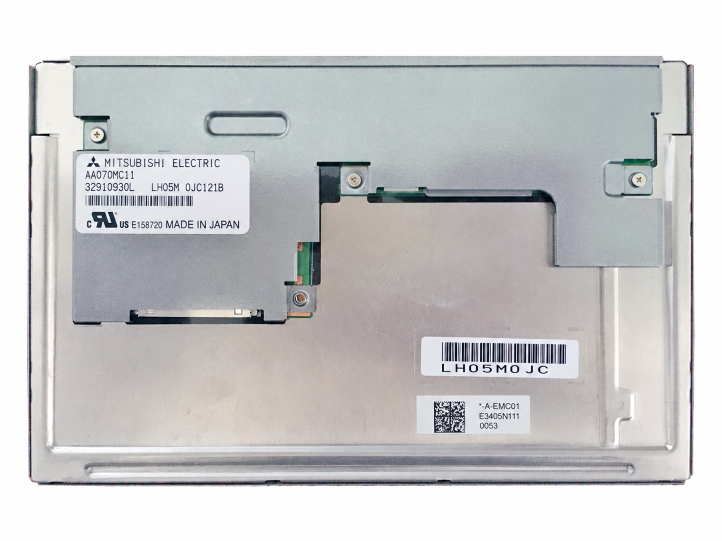 AA070MC11 rear-view reference with model label and circuit board