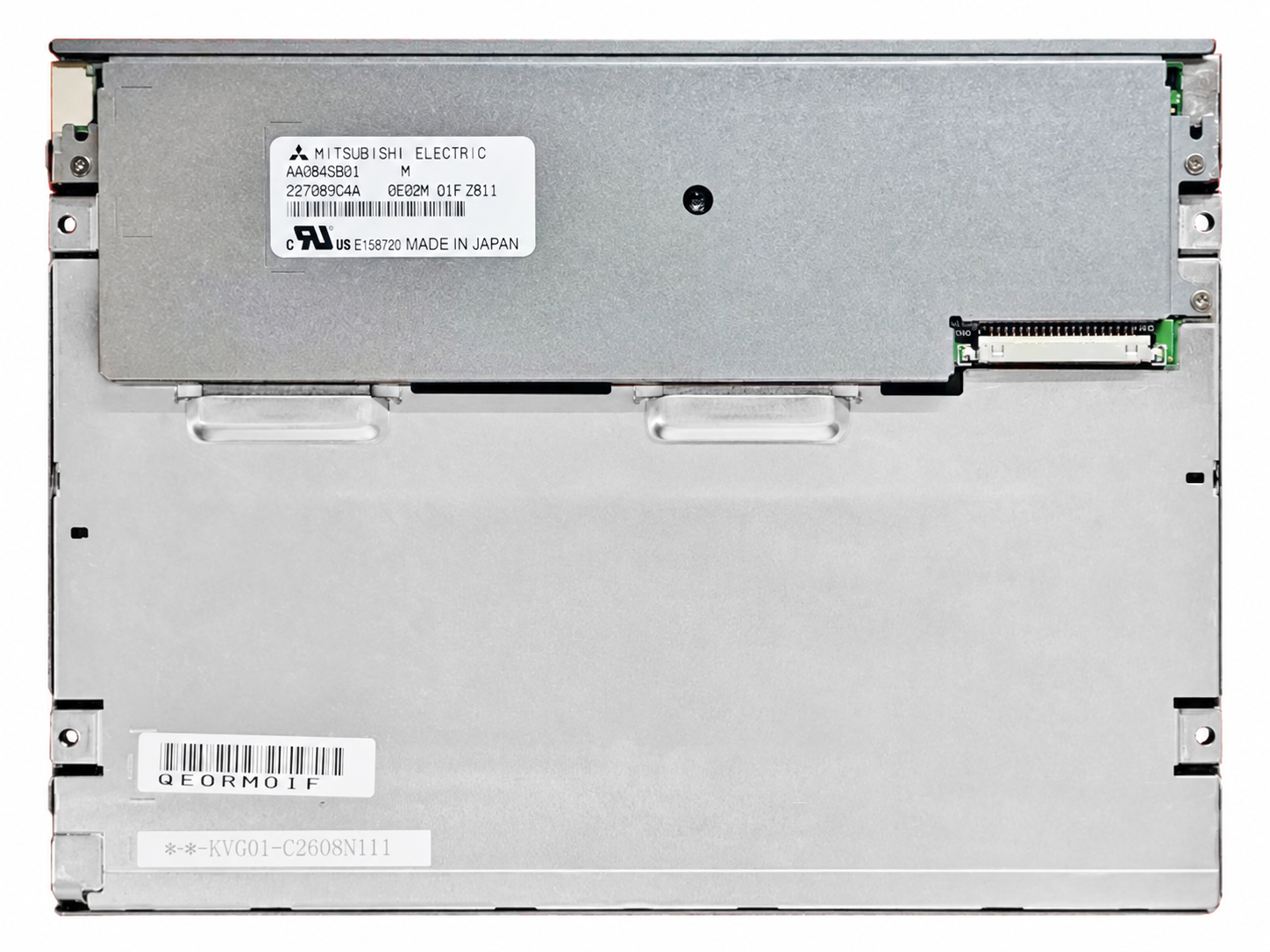 AA084SB01 rear-view reference with model label and circuit board