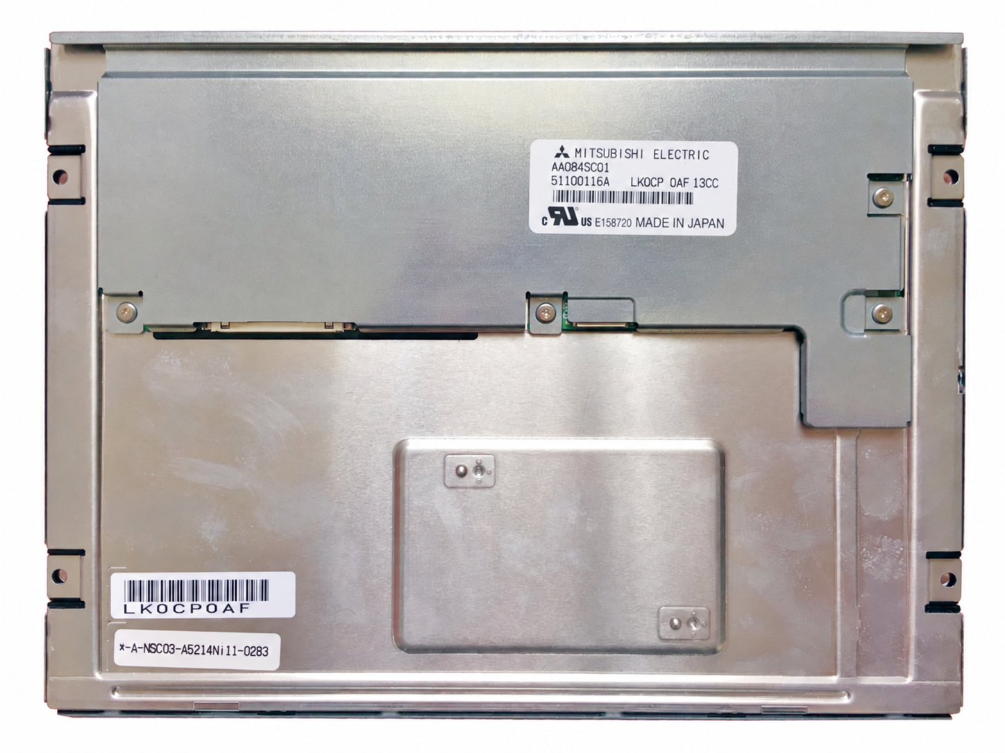 AA084SC01 rear-view reference with model label and circuit board