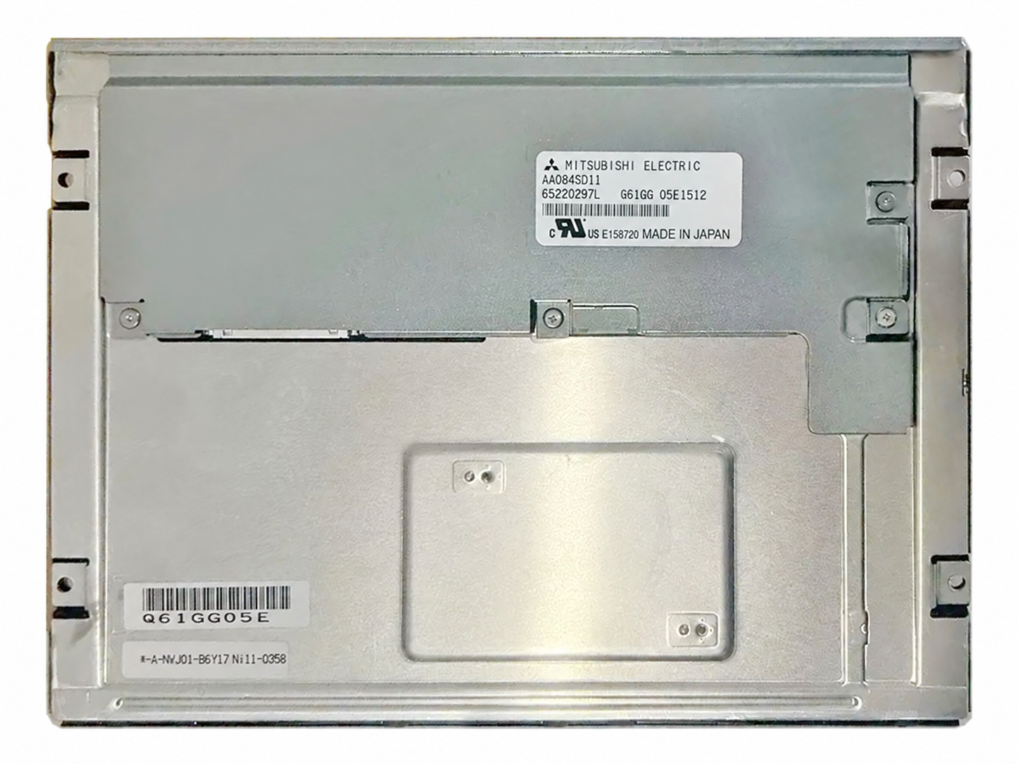 AA084SD11 rear-view reference with model label and circuit board