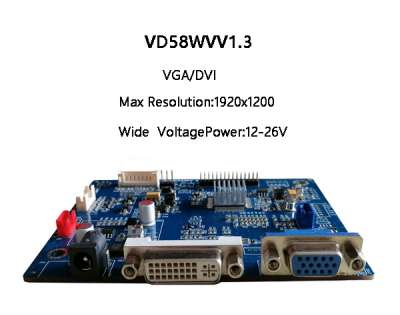 JZ-VD58WVV1.3 WideVoltagePower:12-26V VGA/DVI MaxResolution:1920x1200 Board