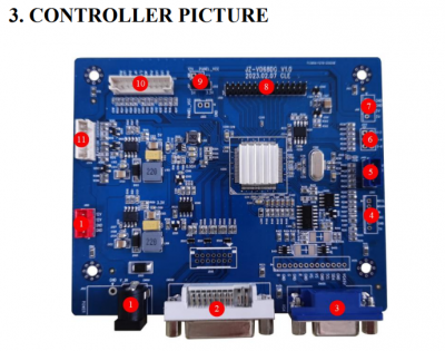 JZ-VD68DG is TFT LCD monitor controller board with VGA+DVI inputs