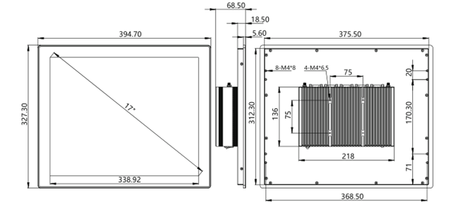 IPA170-E-12I3/I5/I7 17.0 inch Ultra-thin All-aluminum Fanless Panel PC