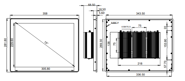 IPC150-E-11I5 15.0 inch Ultra-thin Full Aluminum Fanless Industrial Panel PC