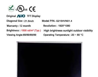 G215HVN01.4 Original AUO TFT IPS Display 21.5 Inch 1920x1080 LCD Panel For Medic
