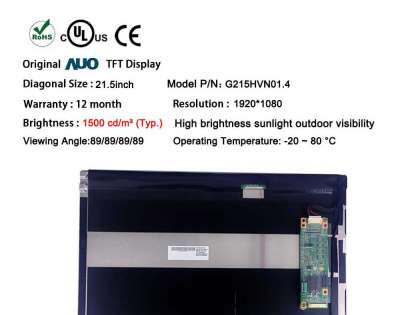 G215HVN01.4 Original AUO TFT IPS Display 21.5 Inch 1920x1080 LCD Panel For Medic